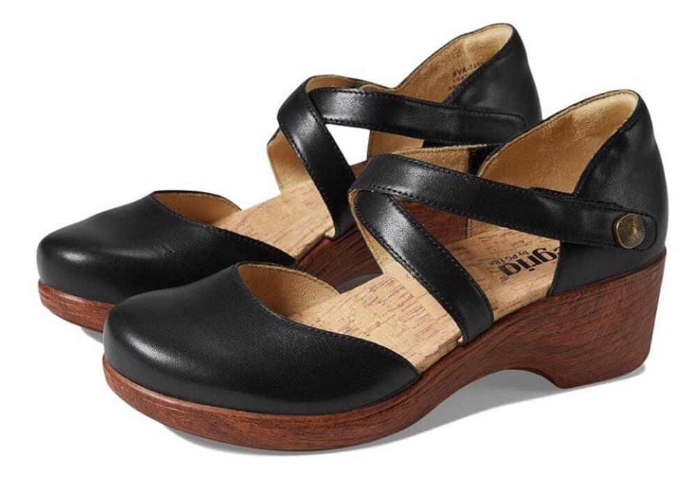 Alegria Womens Savina Clogs EU 37 US 7-7.5 Black Leather Slip Resistant NIB